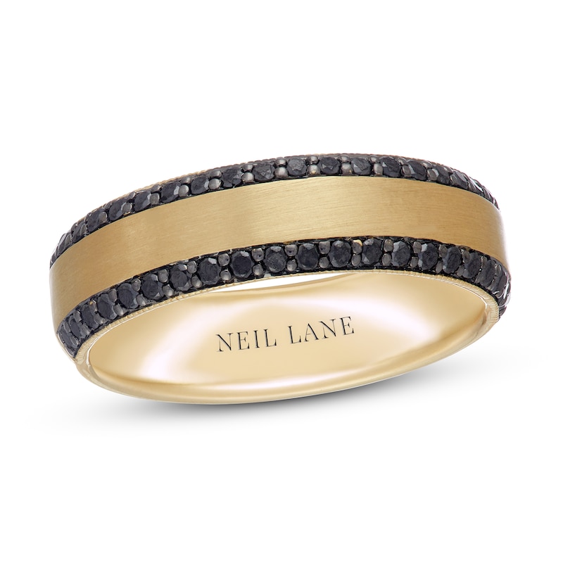 Main Image 1 of Neil Lane Men's Black Diamond Wedding Band 1/2 ct tw 14K Yellow Gold