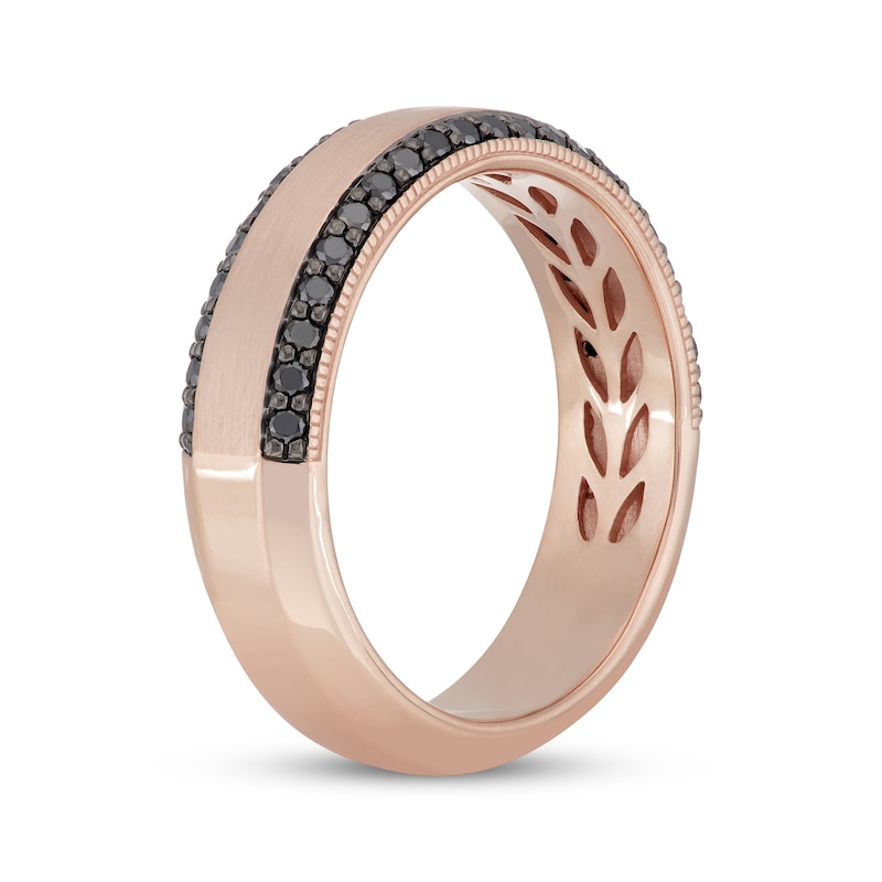 Main Image 2 of Neil Lane Men's Black Diamond Wedding Band 1/2 ct tw 14K Rose Gold