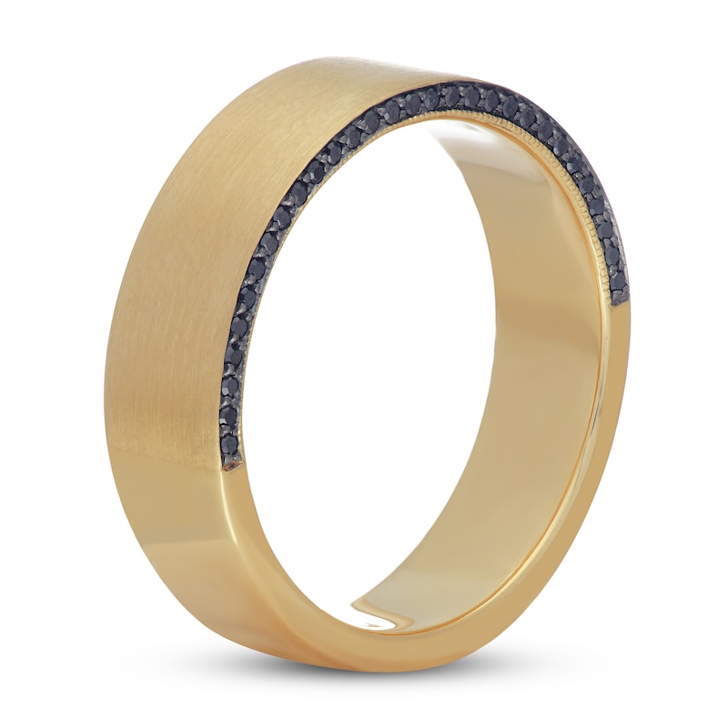 Main Image 2 of Neil Lane Men's Black Diamond Wedding Band 1/5 ct tw 14K Yellow Gold