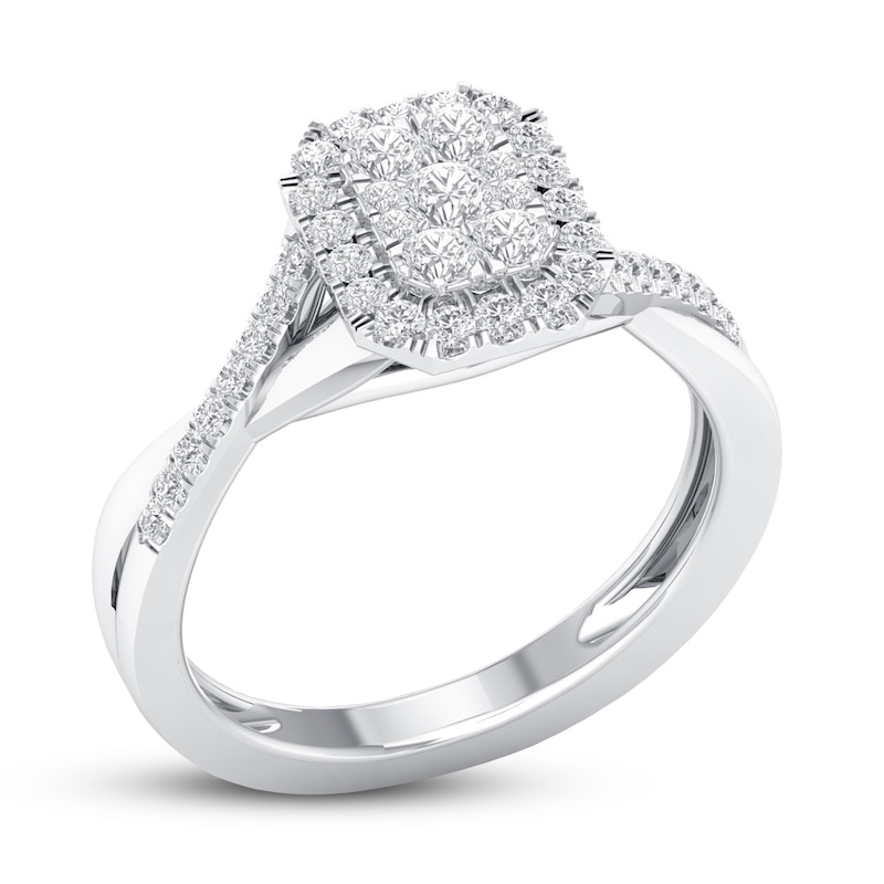 Diamond Engagement Ring 1/3 ct tw Round-cut 10K White Gold