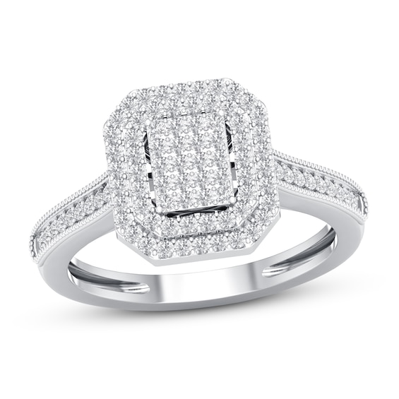 Now + Forever Diamond Engagement Ring 1/4 ct tw Round-cut 10K White Gold