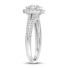 Diamond Engagement Ring 5/8 ct tw Round & Baguette 14K White Gold