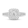 Diamond Engagement Ring 5/8 ct tw Round & Baguette 14K White Gold