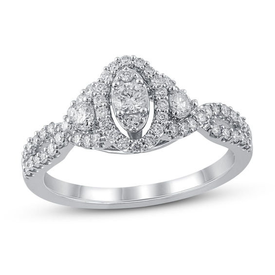 Now + Forever Diamond Engagement Ring 5/8 ct tw Round-cut 10K White Gold