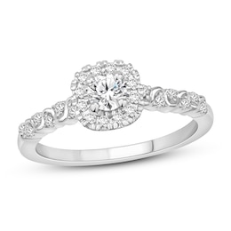 Now + Forever Diamond Engagement Ring 1/2 ct tw Round-cut 10K White Gold