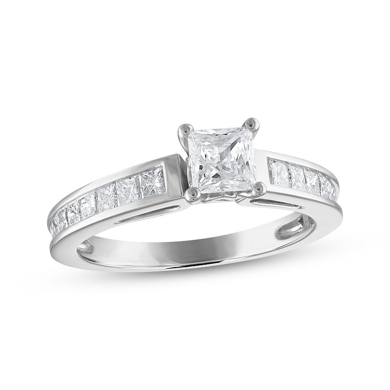 1.50 Ct. Princess Cut 2 Row Wide Band Diamond Engagement Ring