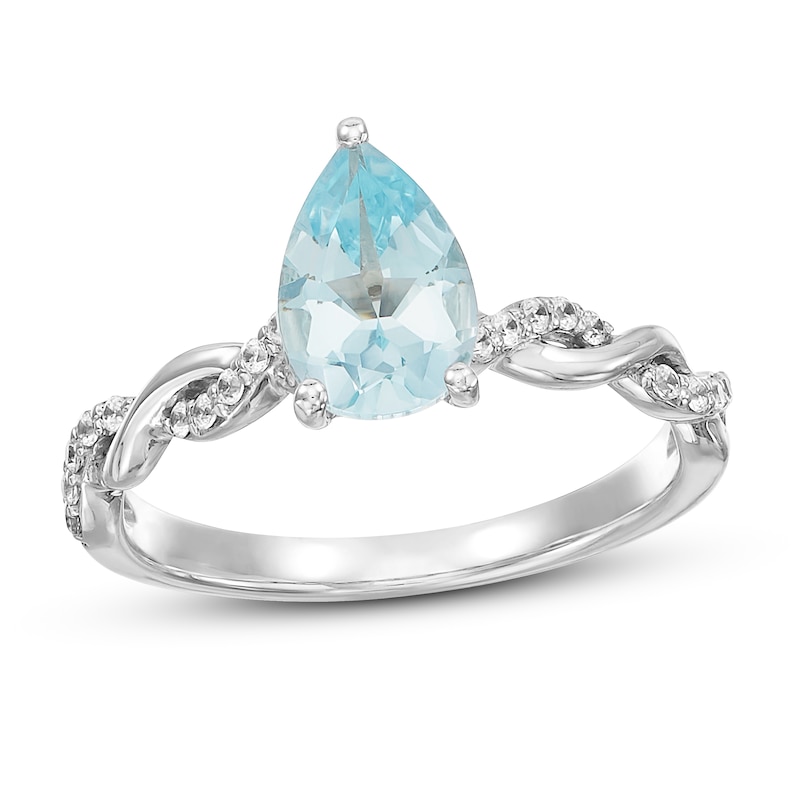 Main Image 1 of Now + Forever Aquamarine Engagement Ring 1/10 ct tw Diamonds 14K White Gold