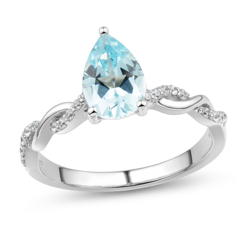 Main Image 2 of Now + Forever Aquamarine Engagement Ring 1/10 ct tw Diamonds 14K White Gold