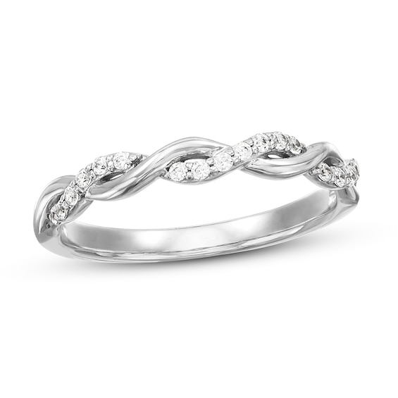 Now + Forever Diamond Wedding Band 1/8 ct tw Round-cut 14K White Gold