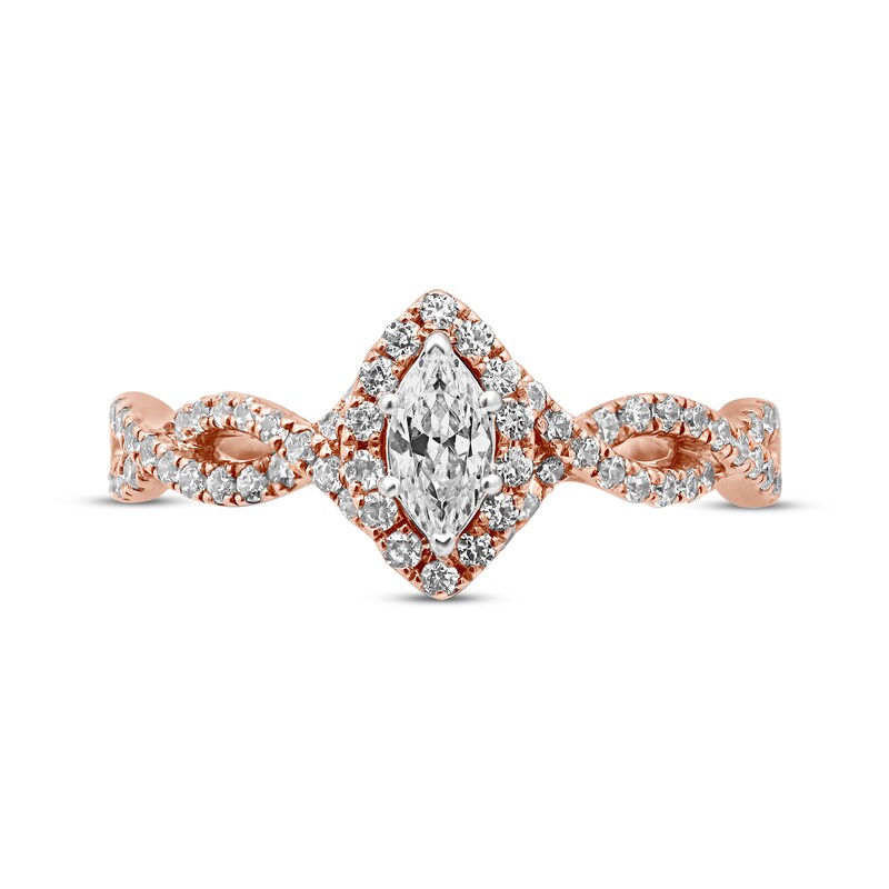 Diamond Engagement Ring 3/4 ct tw Marquise/Round 14K Rose Gold