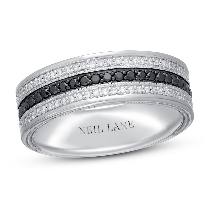 Neil Lane Men’s Black & White Diamond Wedding Band 1/2 ct tw 14K White Gold with 360