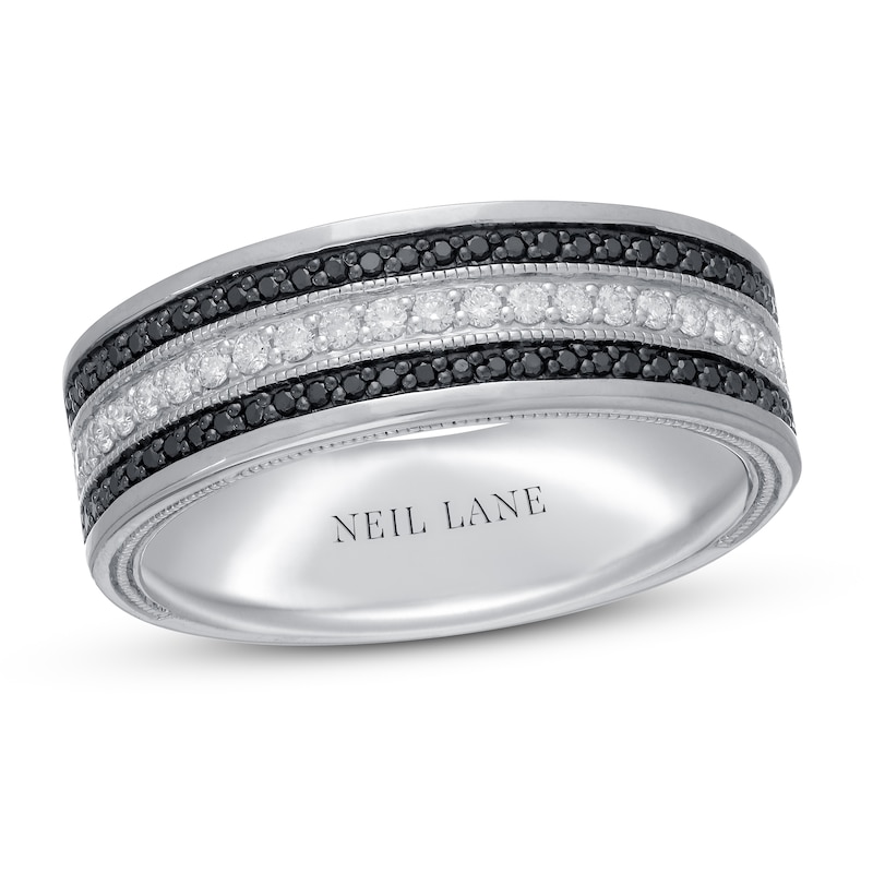 Main Image 1 of Neil Lane Men’s Black & White Diamond Wedding Band 1/2 ct tw 14K White Gold