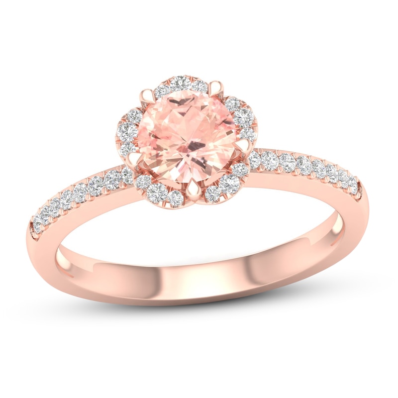 Diamond & Morganite Engagement Ring 1/6 ct tw Round-cut 10K Rose Gold