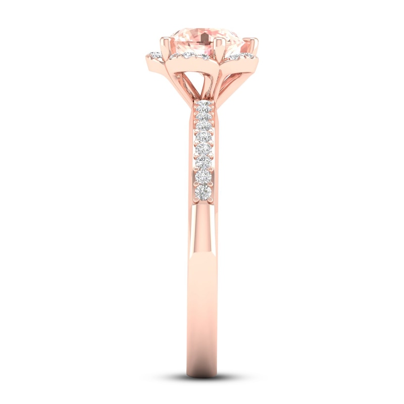 Diamond & Morganite Engagement Ring 1/6 ct tw Round-cut 10K Rose Gold | Kay