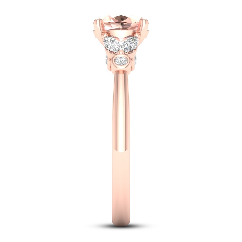 Diamond & Morganite Engagement Ring 1/6 ct tw Oval, Marquise & Round ...