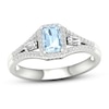 Thumbnail Image 0 of Diamond & Aquamarine Engagement Ring 1/4 ct tw Emerald, Baguette & Round-cut 10K White Gold