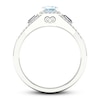 Thumbnail Image 1 of Diamond & Aquamarine Engagement Ring 1/4 ct tw Emerald, Baguette & Round-cut 10K White Gold