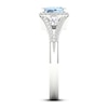Thumbnail Image 2 of Diamond & Aquamarine Engagement Ring 1/4 ct tw Emerald, Baguette & Round-cut 10K White Gold