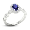 Diamond & Sapphire Engagement Ring 1/5 ct tw Oval/Round-cut 10K White Gold