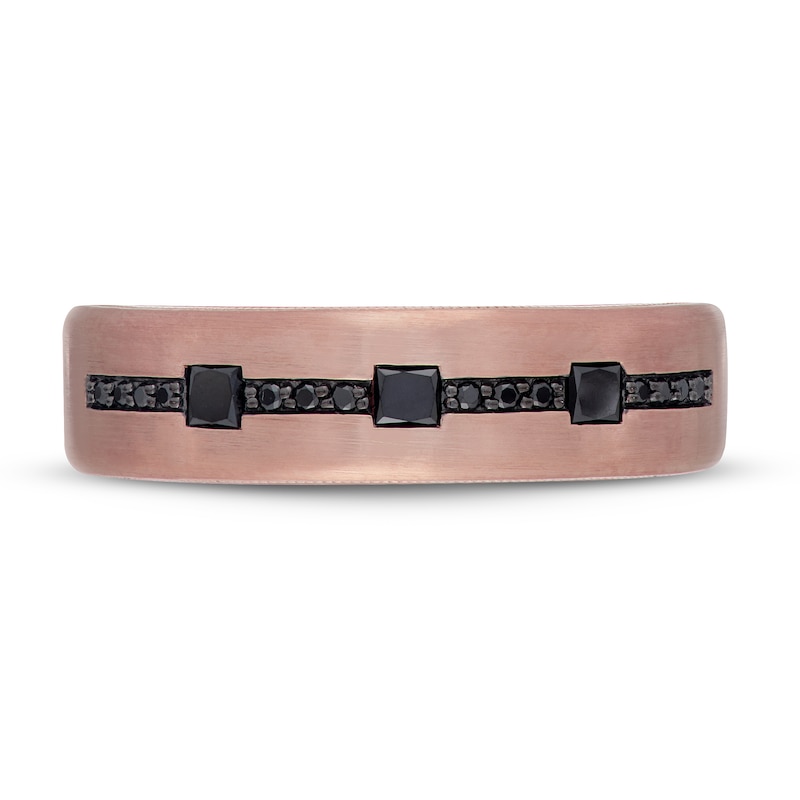 Main Image 2 of Neil Lane Men's Black Diamond Wedding Band 1/3 ct tw Square & Round 14K Rose Gold