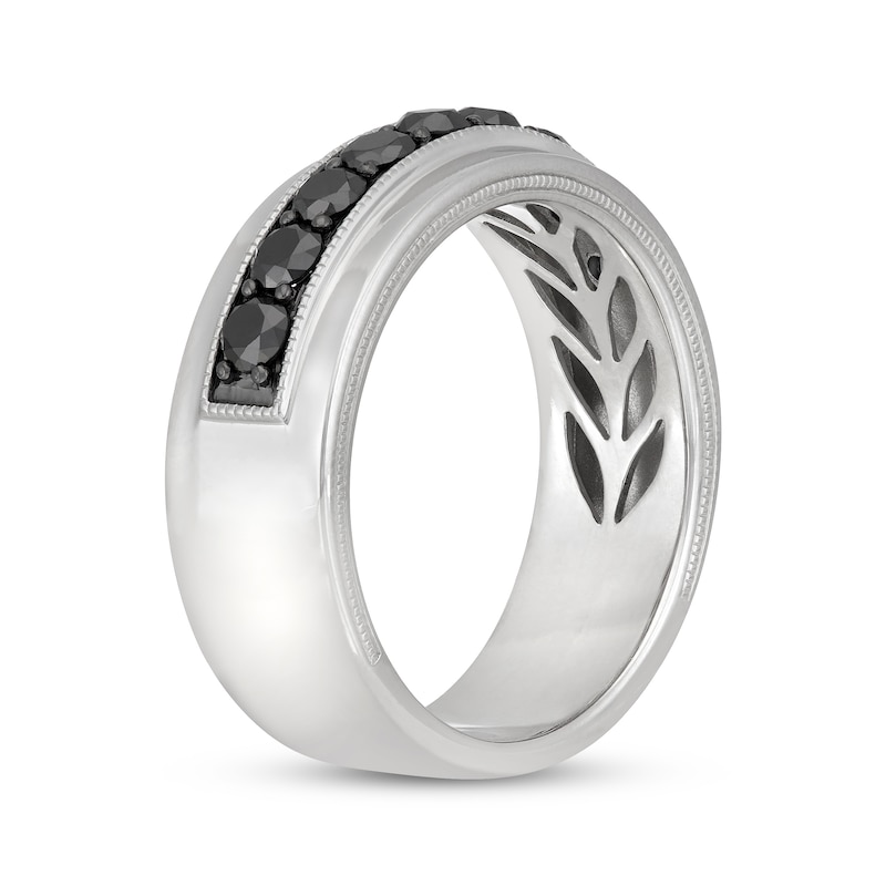 Main Image 2 of Neil Lane Men's Black Diamond Wedding Band 1 ct tw Round-cut 14K White Gold