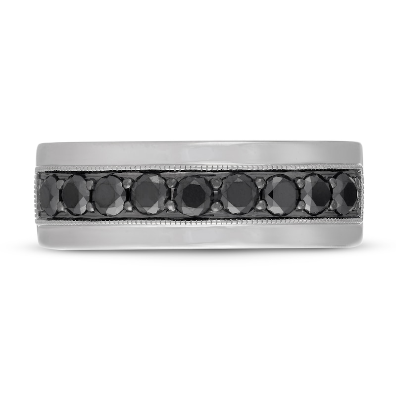 Main Image 3 of Neil Lane Men's Black Diamond Wedding Band 1 ct tw Round-cut 14K White Gold