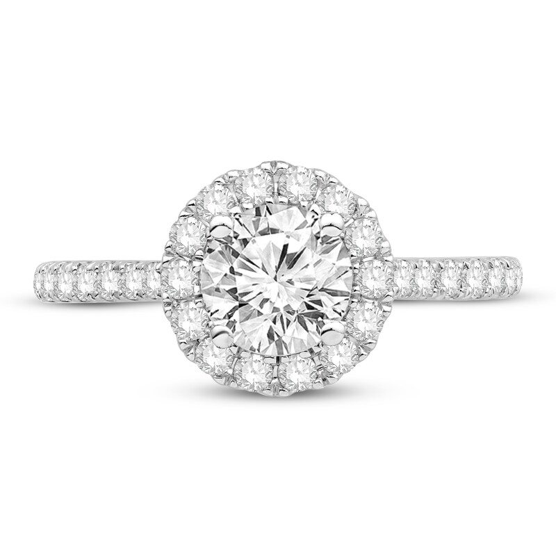 Diamond GIA-graded Engagement Ring 1-3/8 ct tw Round-cut 14K White Gold