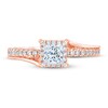 Thumbnail Image 2 of Diamond Engagement Ring 3/4 ct tw Princess & Round 14K Rose Gold