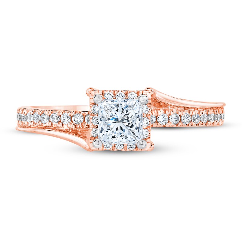 Main Image 3 of Now + Forever Diamond Engagement Ring 3/4 ct tw Princess & Round 14K Rose Gold