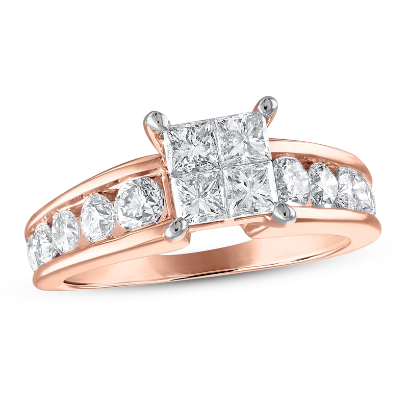 Main Image 1 of Now + Forever Diamond Engagement Ring 1-7/8 ct tw Princess & Round 14K Rose Gold
