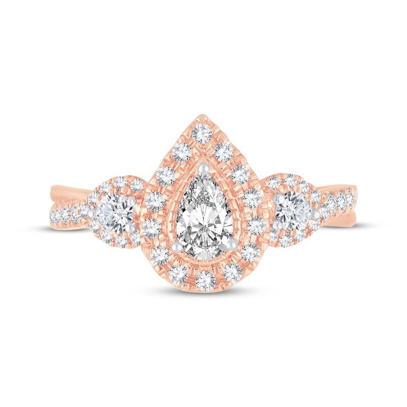 Main Image 3 of Memories Moments Magic Diamond Engagement Ring 7/8 ct tw Pear & Round-Cut 14K Rose Gold