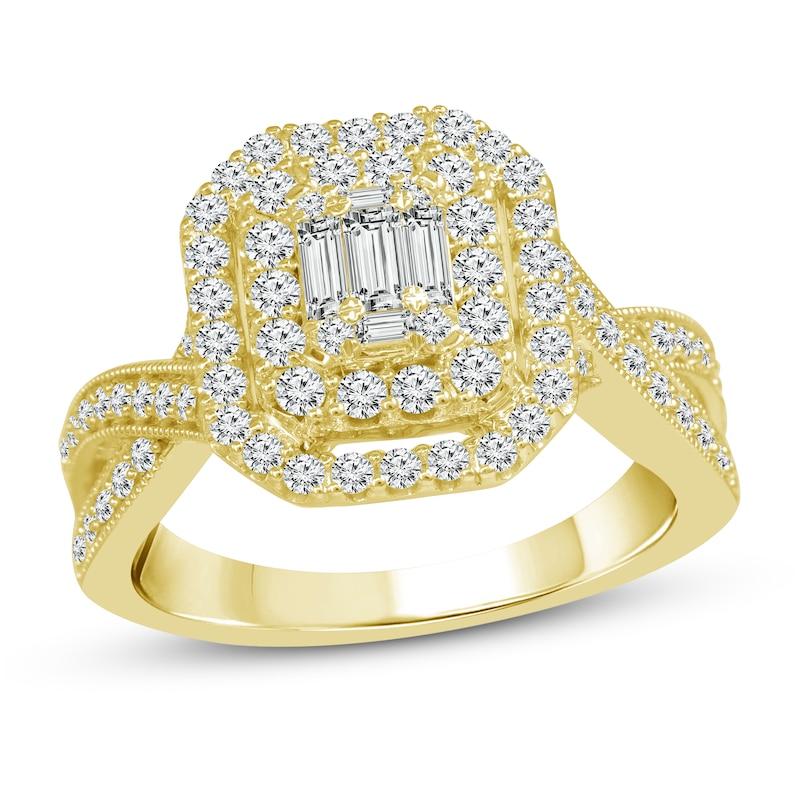 Multi-Diamond Engagement Ring 1 ct tw Baguette & Round-Cut 14K Yellow Gold