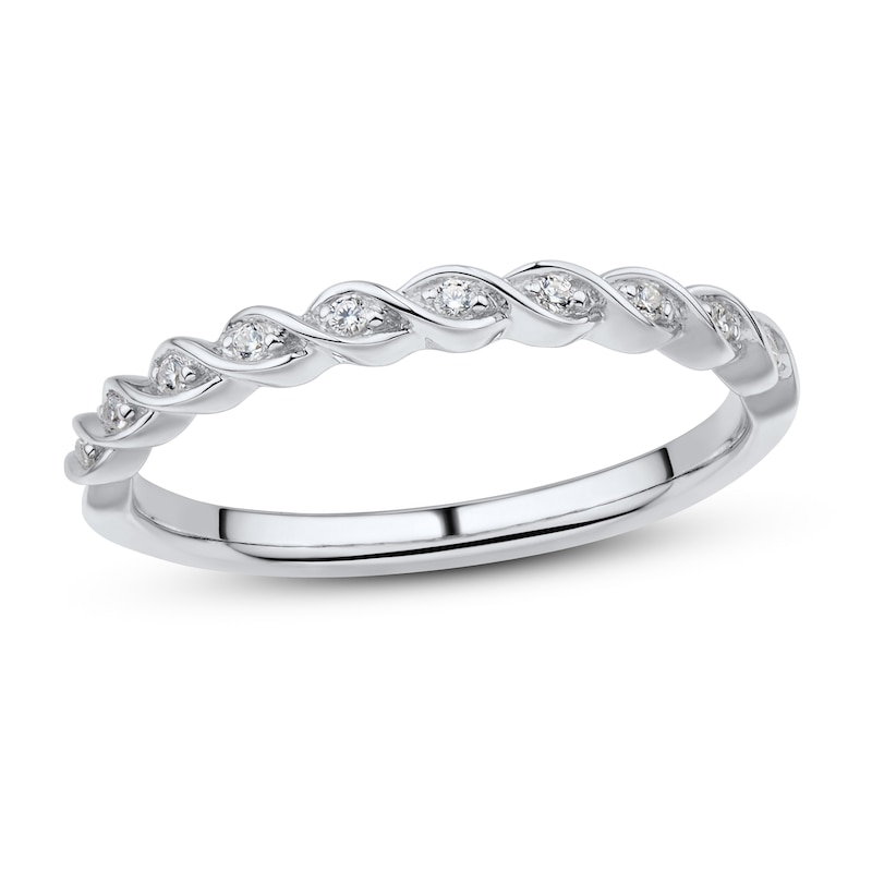 Diamond Wedding Band 1/20 ct tw Round-cut 10K White Gold