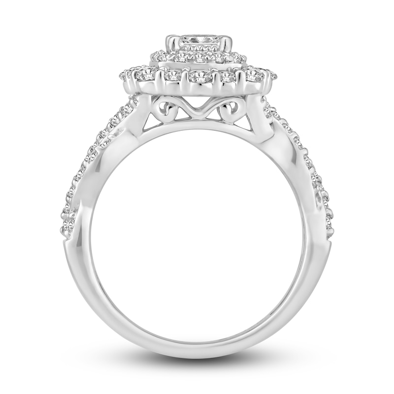 Diamond Engagement Ring 1-1/3 ct tw Princess & Round 14K White Gold
