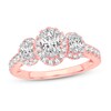 Thumbnail Image 1 of Memories Moments Magic Three Stone Diamond Engagement Ring 1-3/4 ct tw Oval & Round 14K Rose Gold