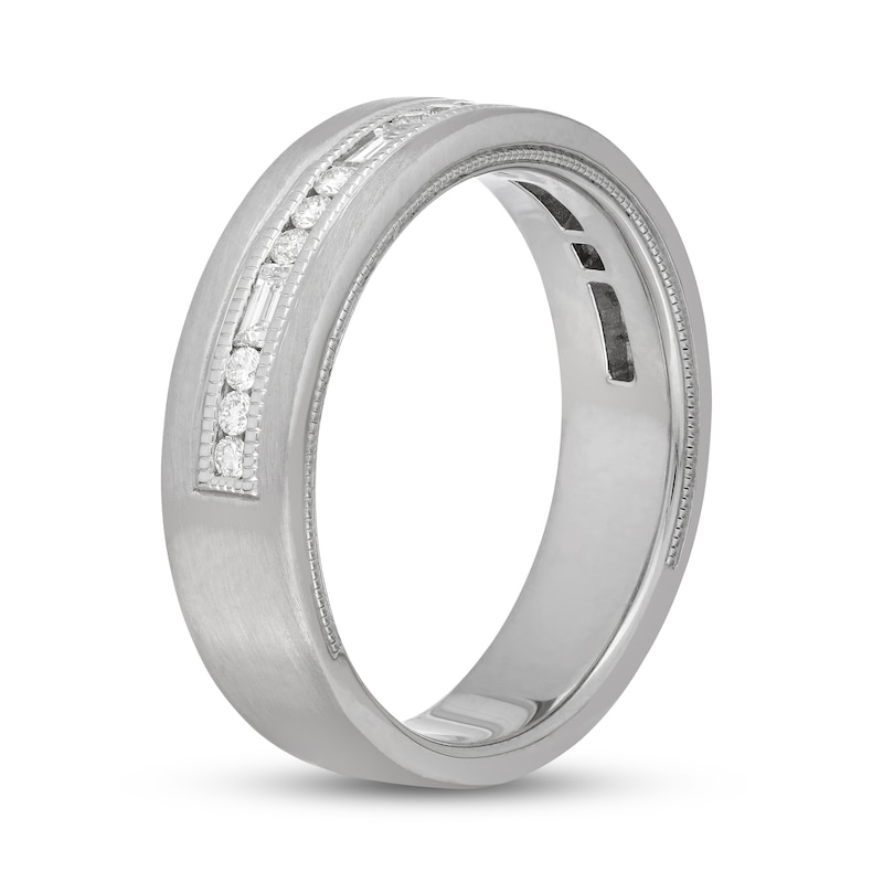 Neil Lane Men's Diamond Wedding Band 3/8 ct tw Round/Baguette 14K White Gold