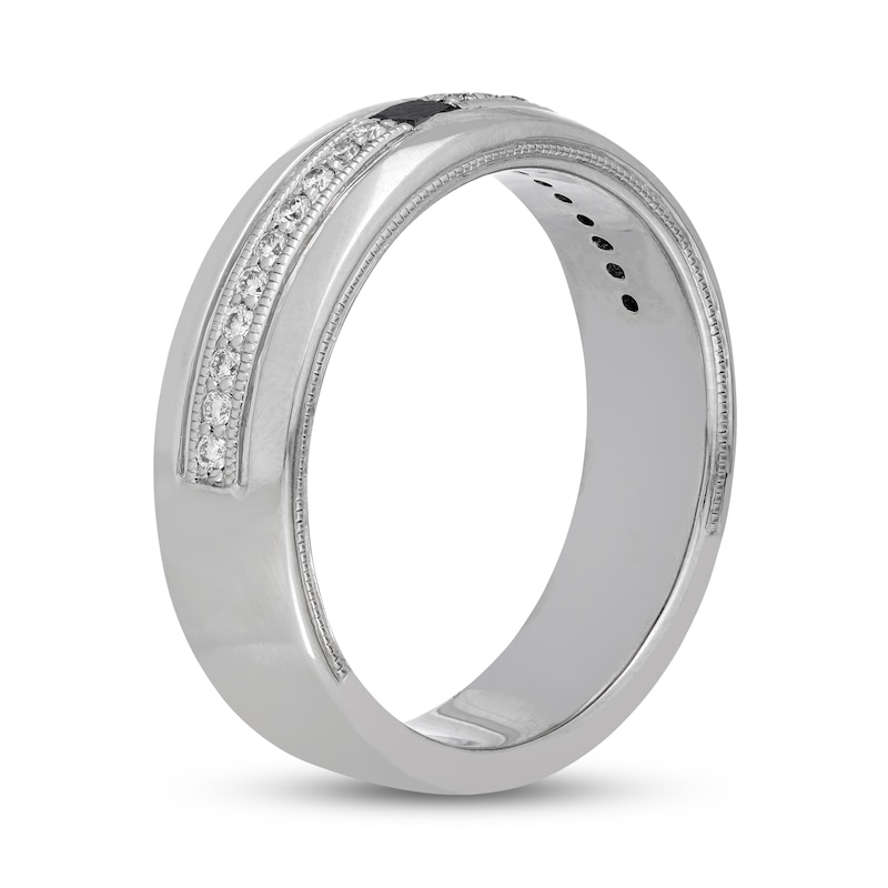 Main Image 2 of Neil Lane Men's Black & White Diamond Wedding Band 1/3 ct tw Square/Round 14K White Gold