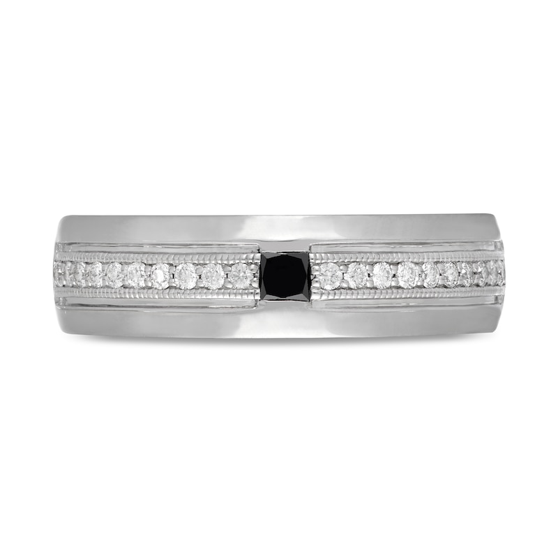 Main Image 3 of Neil Lane Men's Black & White Diamond Wedding Band 1/3 ct tw Square/Round 14K White Gold