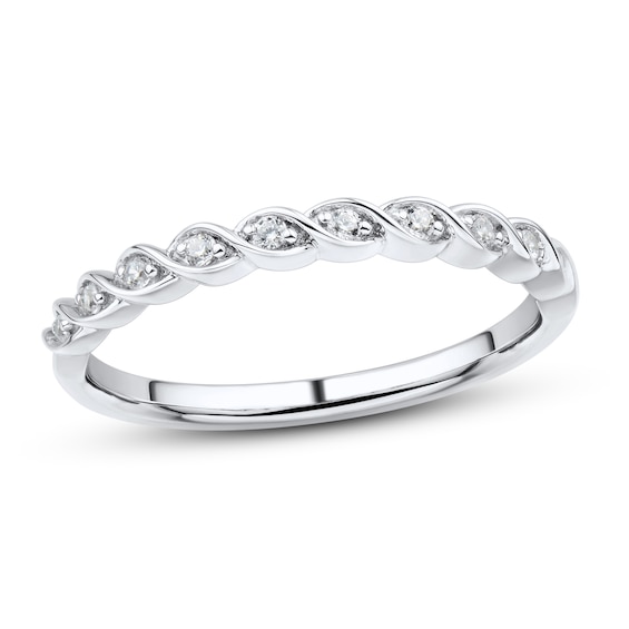 Now + Forever Diamond Wedding Band 1/15 ct tw Round-cut 10K White Gold