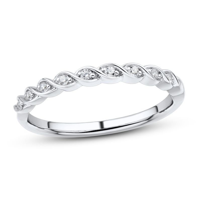 Diamond Wedding Band 1/15 ct tw Round-cut 10K White Gold