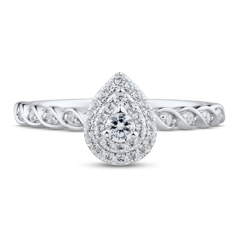 Diamond Engagement Ring 1/4 ct tw Round-cut 10K White Gold