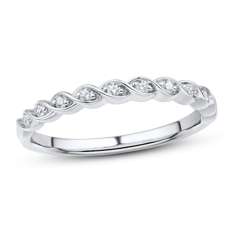 Diamond Wedding Band 1/20 ct tw Round-cut 10K White Gold