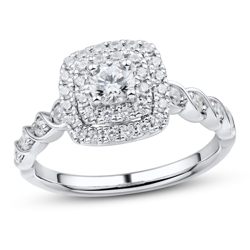 Diamond Engagement Ring 3/4 ct tw Round-cut 10K White Gold