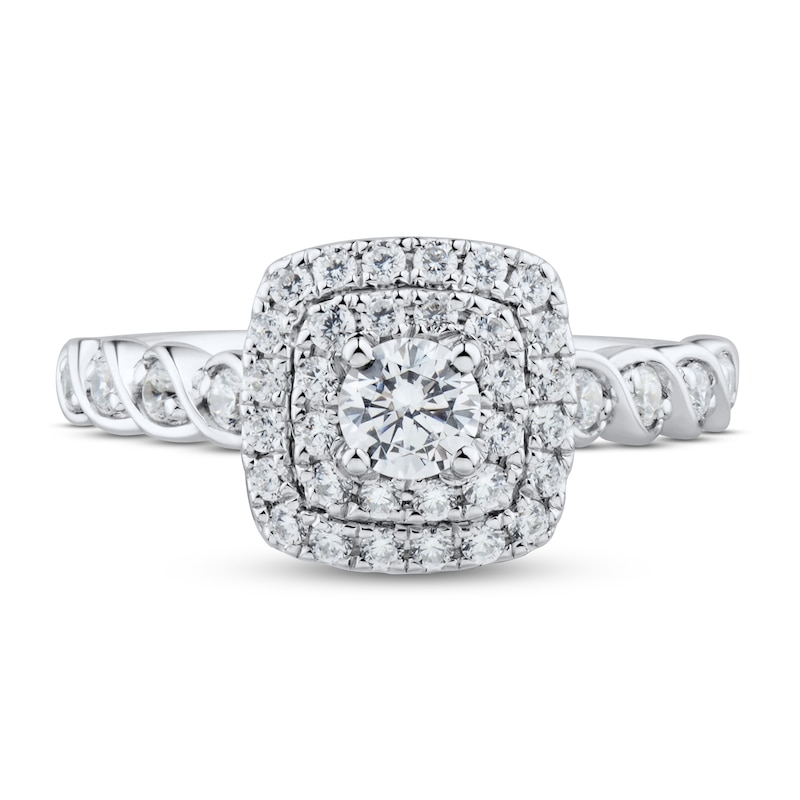 Diamond Engagement Ring 3/4 ct tw Round-cut 10K White Gold
