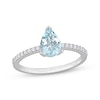 Thumbnail Image 1 of Now + Forever Pear-Shaped Aquamarine Engagement Ring 1/8 ct tw Diamonds 14K White Gold