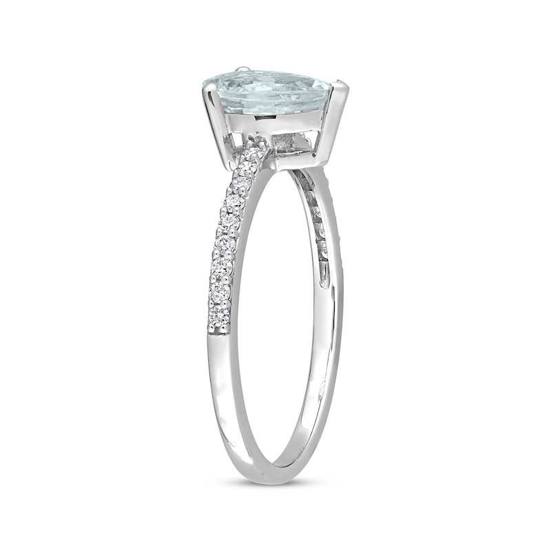 Main Image 2 of Now + Forever Pear-Shaped Aquamarine Engagement Ring 1/8 ct tw Diamonds 14K White Gold