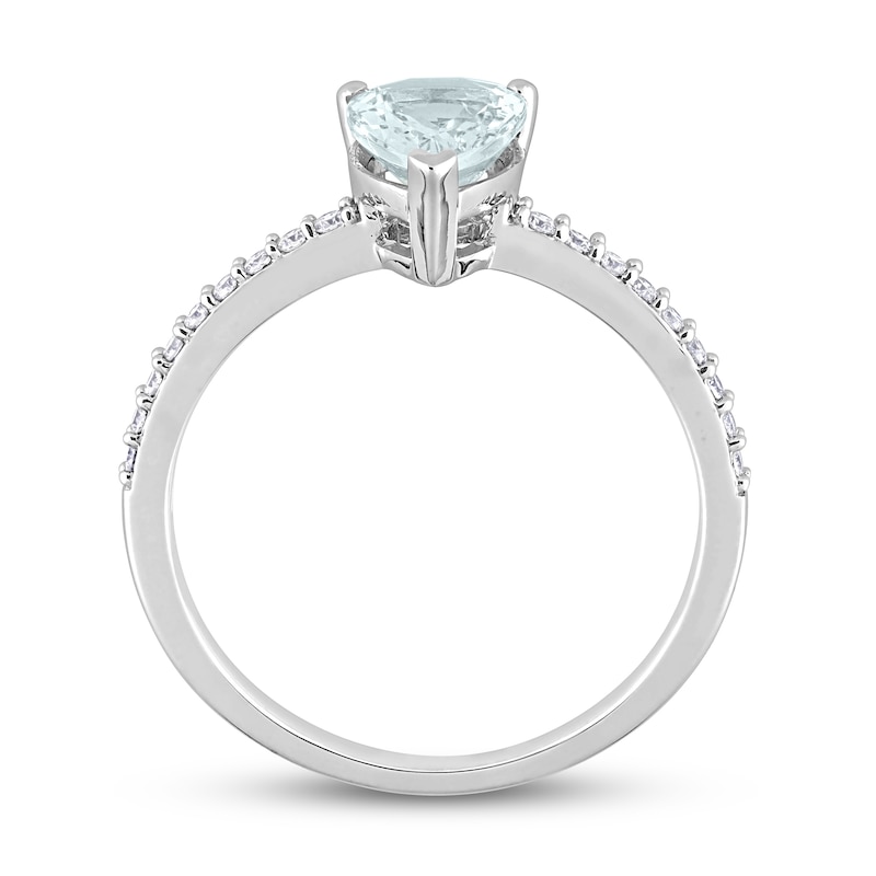 Pear-Shaped Aquamarine Engagement Ring 1/8 ct tw Diamonds 14K White Gold