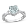 Thumbnail Image 0 of Heart-cut Aquamarine Engagement Ring 1/5 ct tw Diamonds 14K White Gold