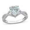 Thumbnail Image 1 of Now + Forever Heart-cut Aquamarine Engagement Ring 1/5 ct tw Diamonds 14K White Gold