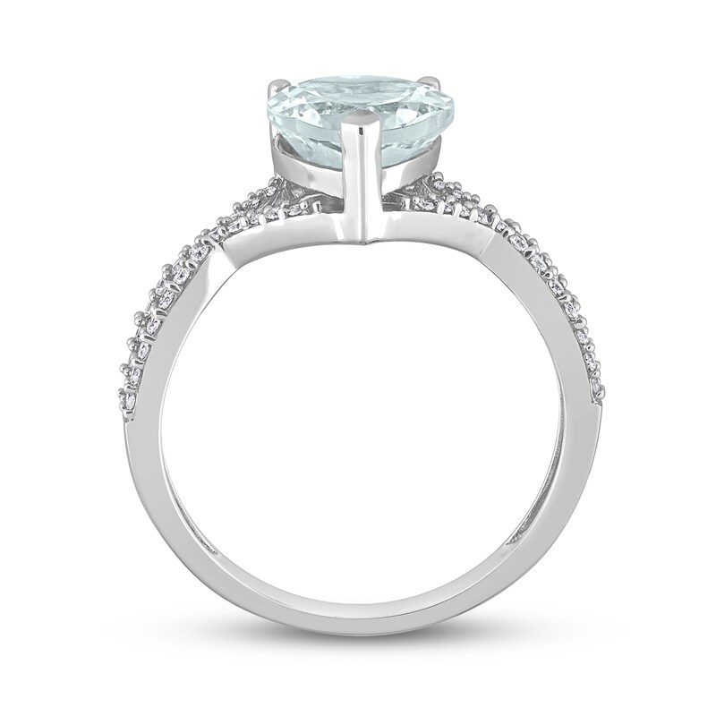 Heart-cut Aquamarine Engagement Ring 1/5 ct tw Diamonds 14K White Gold